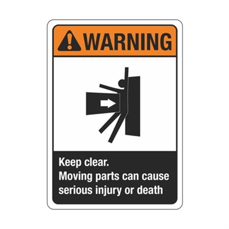 Warning Keep Clear Moving Parts Can Cause Injury/Death